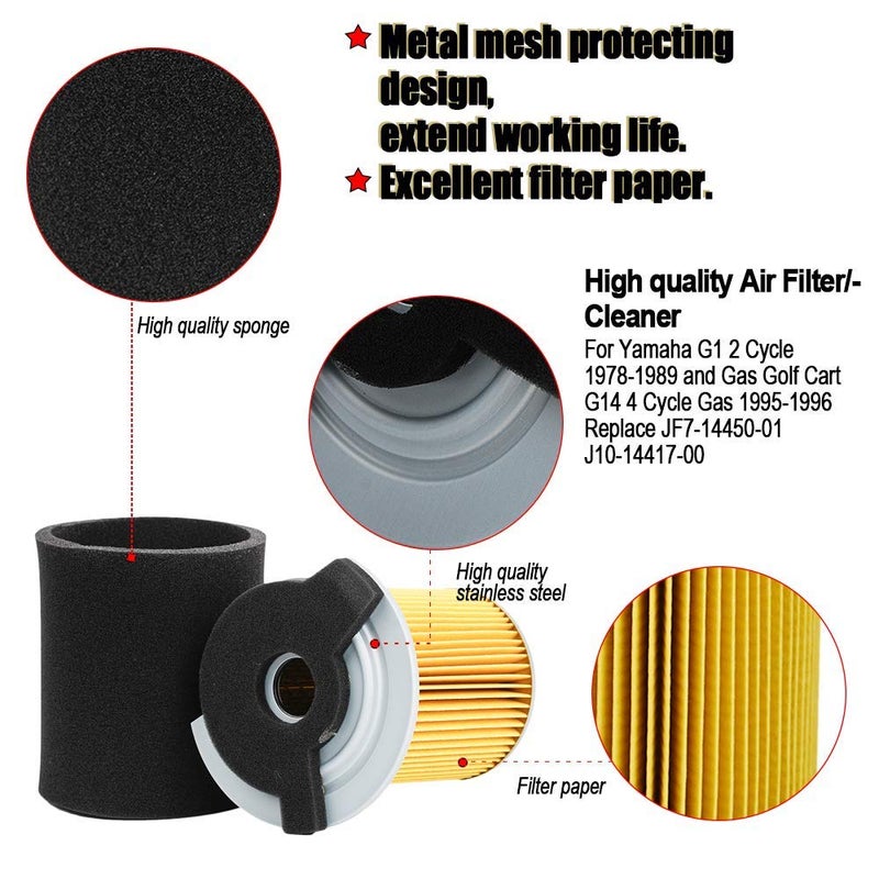 HIFROM Air Filter with Pre Filter Replacement for Yamaha G1 2 Cycle 1978-1989 and Gas Golf Cart G14 4 Cycle 1995-1996 Replace J10-14417-00 JF7-14450-01 - Image 2